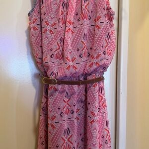 Speechless Pink and Navy Geometric Tank Dress